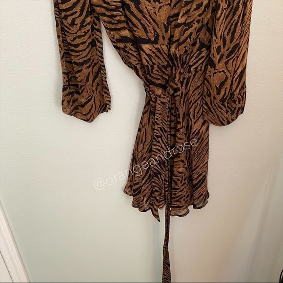 GANNI Tiger Animal Print Wrap Sexy Mini Dress 38/M - Picture 7 of 11